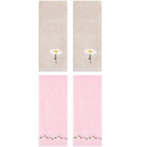 REGALWOVEN 4 Pcs Floral Soft Absorbent Decorative Hand Towel for Bathroom - 1 of 4