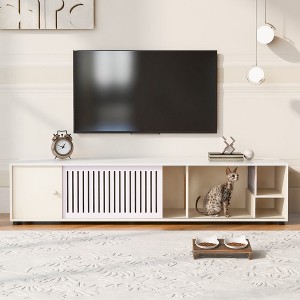 Bella Depot 66.9''W Furniture Style Cat TV Stand With Storage and Removable sliding door - 1 of 4