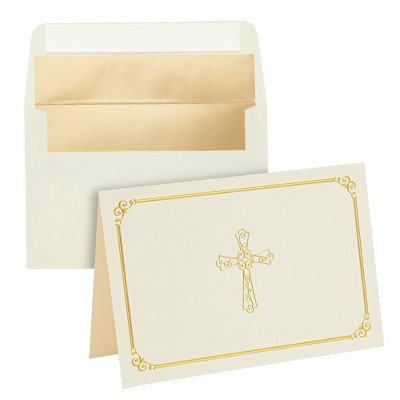Faithful Finds 24 Pack Christian Thank You Cards with Gold Foil Cross + Envelopes, 4 x 6 in