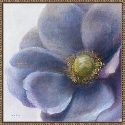Purple and Yellow Anemone Botanical Canvas Art with Bronze Frame