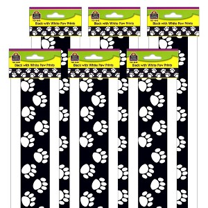 Teacher Created Resources® Black with White Paw Prints Border Trim, 35 Feet Per Pack, 6 Packs - 1 of 2