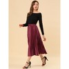 INSPIRE CHIC Women's Party Elastic Waist Metallic Shiny Accordion Pleated Midi Skirt - 4 of 4