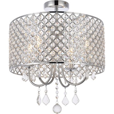 Elise Chrome Crystal 4-Light Flush Mount Ceiling Fixture