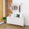 KTMBDW Coat Rack Shoe Bench Set, Wood Shoe Storage Bench with Seat Cushion&4 Hooks, Hall Tree Entryway Bench with Hidden Storage for Entryway, White - 4 of 4