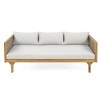 67.75" Patio Sofa, 3 Seater Outdoor Sofa with Rattan Arms, Acacia Wood Daybed with Water-Resistant Cushions -Christopher Knight Home - 3 of 4