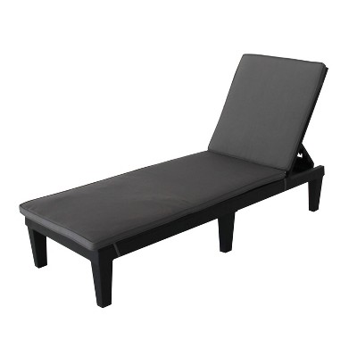 Oslo Patio Reclining Sun Lounger with Cushion - Black/Gray - DUKAP