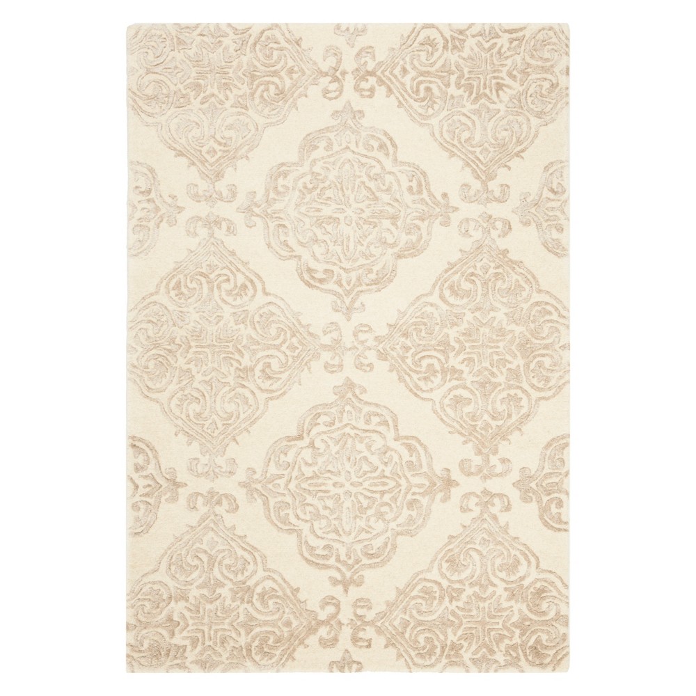 4'x6' Medallion Tufted Area Rug Ivory/Beige - Safavieh