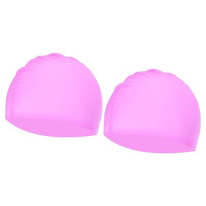 Unique Bargains Silicone Waterproof Non-Slip High-Stretch Swim Caps 2 Pcs - 1 of 4