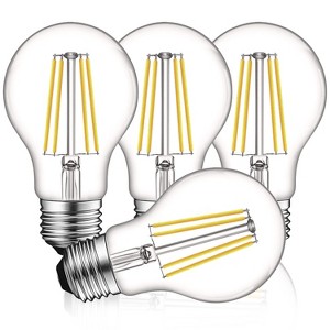 Luxrite A19 Vintage LED Light Bulbs 60W Equivalent, 5000K Bright White Dimmable, 800 Lumens, 8W, UL Listed, E26 Medium Base 4 Pack - 1 of 4
