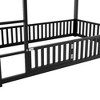 CAVINAS Twin over Twin Bunk Bed House Shaped Metal Bed Frame with Door, Ladder andGuardrail for Bedroom - 3 of 4
