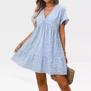slim fit dress slacks White Floral Back Tie Ruffle Tiered Mini Dress main image 0