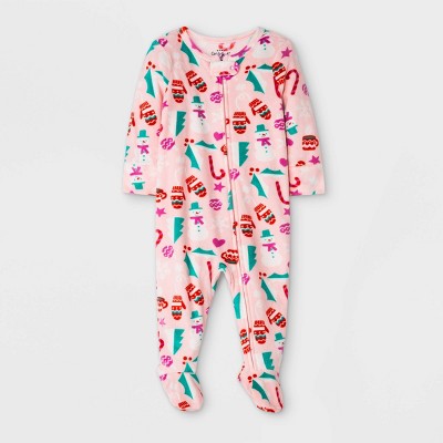 Baby Girls' Candy Canes Footed Pajama - Cat & Jack™ Pink