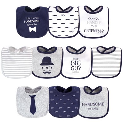 Hudson Baby Infant Boy Cotton Bibs 10pk, Handsome Like Daddy, One Size