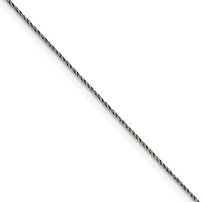 Black Bow Jewelry 0.75mm Black Plated & Sterling Silver D/C Snake Chain Necklace