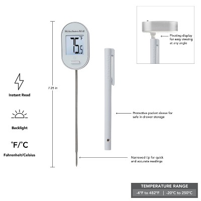 White Digital Meat Thermometer with Pivoting Display