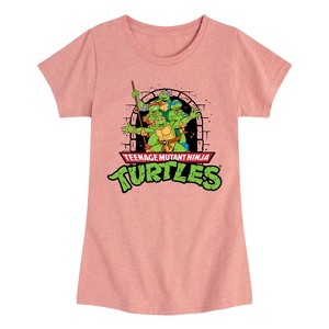 Girls' - Teenage Mutant Ninja Turtles - Logo Character Group Fitted Short Sleeve Graphic T-Shirt - 1 of 4