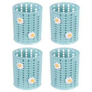 Unique Bargains Plastic Egg Decor Decorative Large-capacity Pencils Holder Blue 3.1x3.1x3.9 Inch - 1 of 4