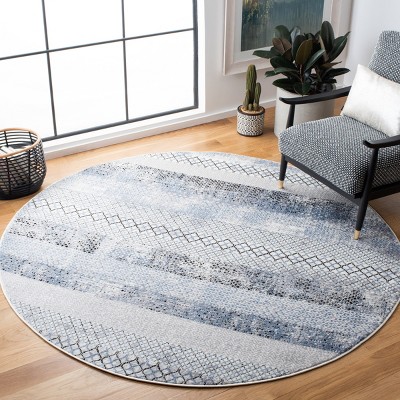 Amelia Round 9' Grey and Light Blue Wool Area Rug