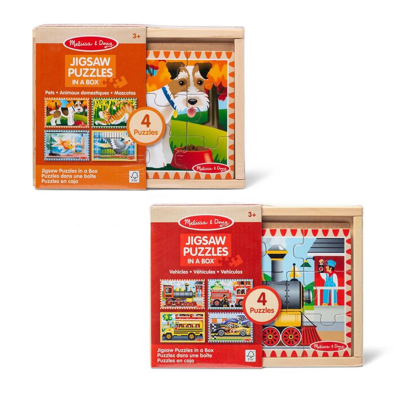 Melissa &#38; Doug Wooden Jigsaw Puzzles in a Box - Pets, Vehicles, 3 of 9
