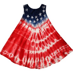 Riviera Sun Girls Flag Sundress - Tie Dye American Flag Beach Cover Up - 1 of 3