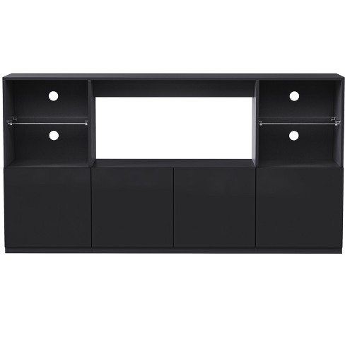 PDTEND 67.7 in. High Gloss TV Stand with LED Lights for TVs up to 75, Black - image 1 of 4