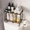 2-Tier Over Toilet Bathroom Organizer with Paper Holder, No Drilling Toilet Shelf Rack and Stand, Bathroom Organizer - 3 of 3