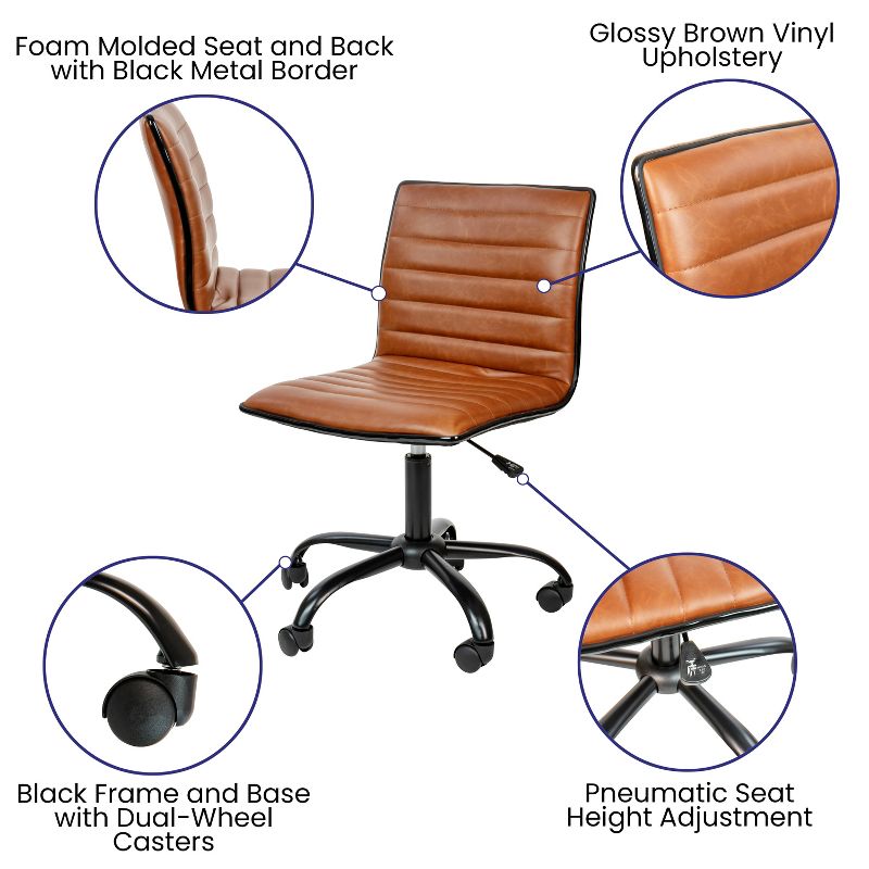 Flash Furniture Low Back Designer Armless Ribbed Swivel Task Office Chair, 4 of 14