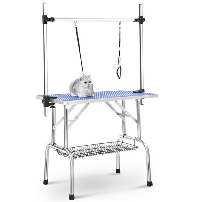 36" Blue Folding Dog Grooming Table with Stainless Steel Frame