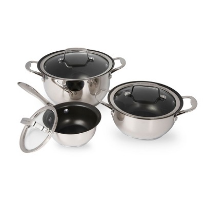 Wolfgang Puck's Cafe Collection 11 pc set Stainless steel pots and pans W/  Lids