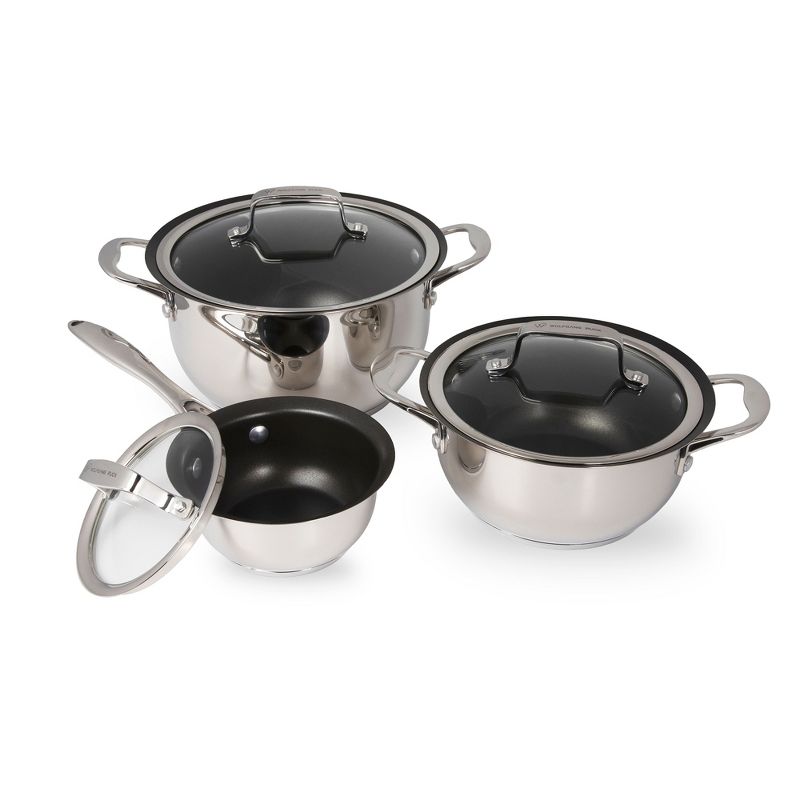 Wolfgang Puck 6-Piece Stainless Steel Pots and Pan Set; Scratch-Resistant Non-Stick Cookware, 1 of 6