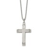 Black Bow Jewelry Men's Stainless Steel Brushed & Polished Bar Cross Necklace, 22 Inch - 2 of 4