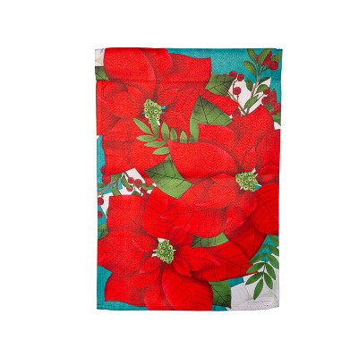 Evergreen Poinsettia Suede Garden Flag 12 x 18 Inches Indoor Outdoor Decor