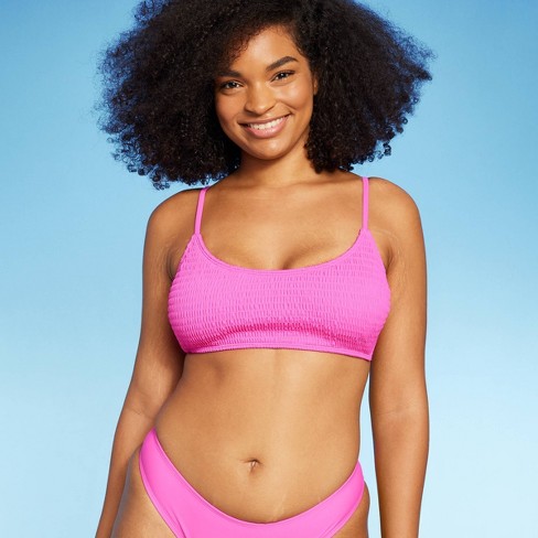 Women's Smocked Bralette Bikini Top - Wild Fable™ Pink Xl : Target