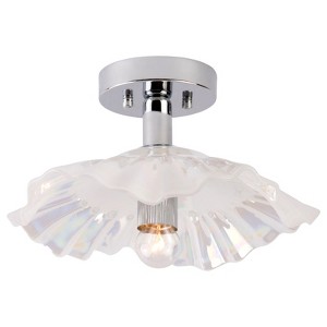 Maxax 12.6" Iridescent Glass Scallop Flush Mount Ceiling Light, 1-Light Dimmable Modern Coastal Fixture for Bedroom/Living Room - 1 of 4
