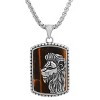 Steeltime 24" Men's stainless steel and tiger eye Lion head dog tag pendant. Color Options: Brown, Black - 2 of 4