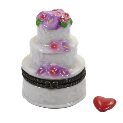 Hinged Trinket Box 2.75" Three Layer Cake Wedding Flowers  -  Decorative Figurines