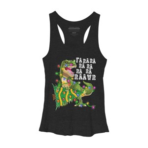 Women's Design By Humans Dinosaur Christmas By NekoShop Racerback Tank Top - 1 of 3