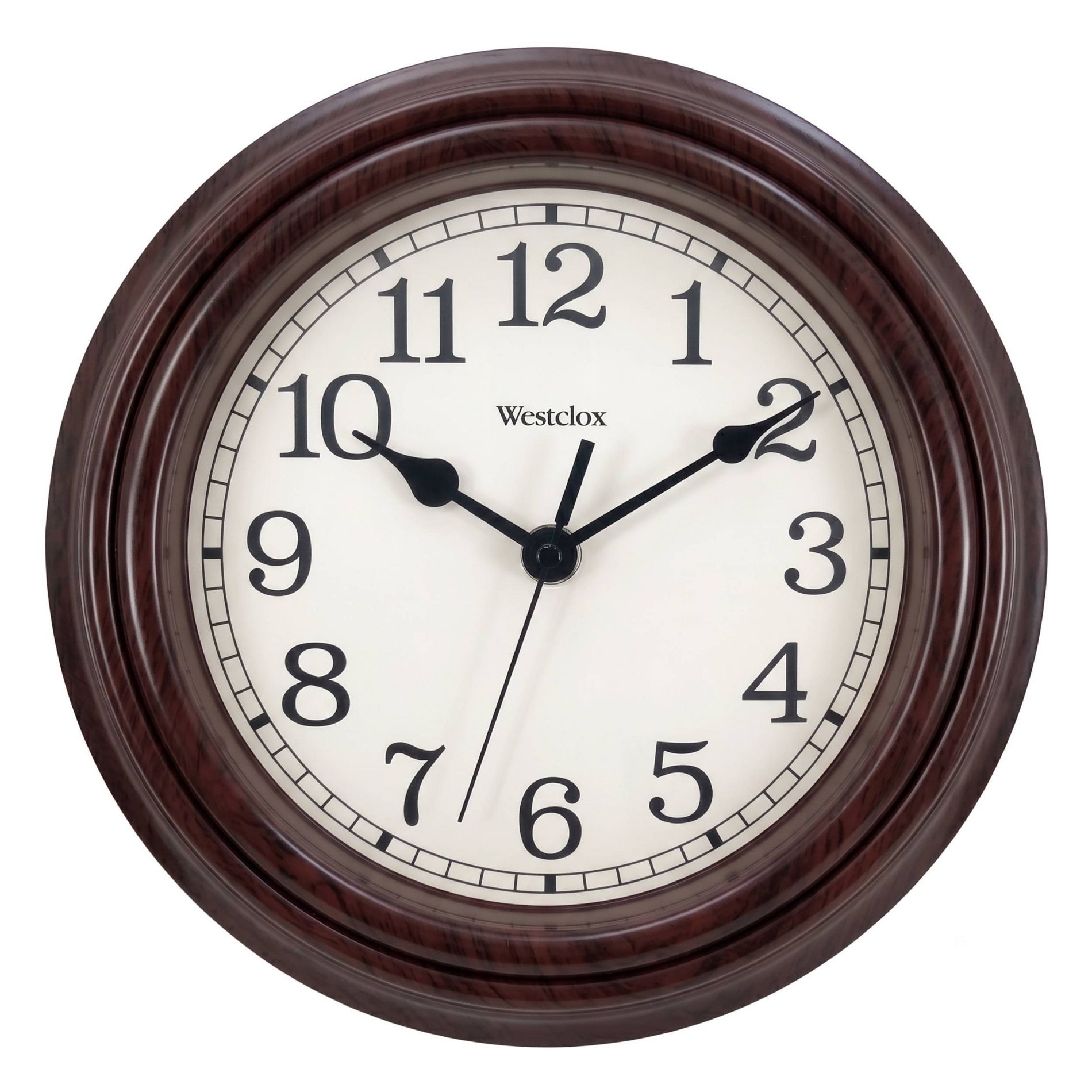 Westclox 10" Woodgrain Finish Distressed Dial Round Analog Decorative Wall Clock