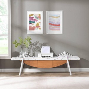 Sailboat Shaped TV Stand,MDF Wood Media Console Table With Drawer And Metal Support,Storage Cabinet For Living Room Office-Cuddlewood - 1 of 4