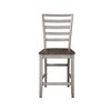 Asian Hardwood Solids and Bentwood Counter Chair (Set of 2) with Ladderback Design, Shaped Wooden Seat, Stretchers, and Smoky Alabaster - 3 of 4