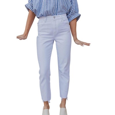 Women's Rebecca Denim Fray Straight Leg Jeans - KanCan