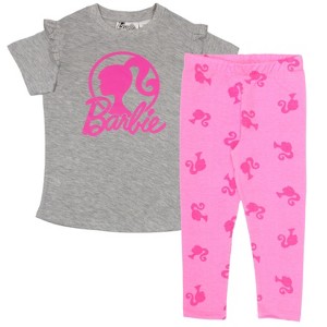 Barbie Big Girls Casual T-Shirt and Leggings 2-Piece Outfit Set - Gray, 10-12 - 1 of 4