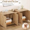 Cat Litter Box Enclosure, 55.1" Large Double Litter Box Furniture for 2 Cats, Hidden Cat Litter Cabinet with Rattan Doors & Litter Pad - 3 of 4