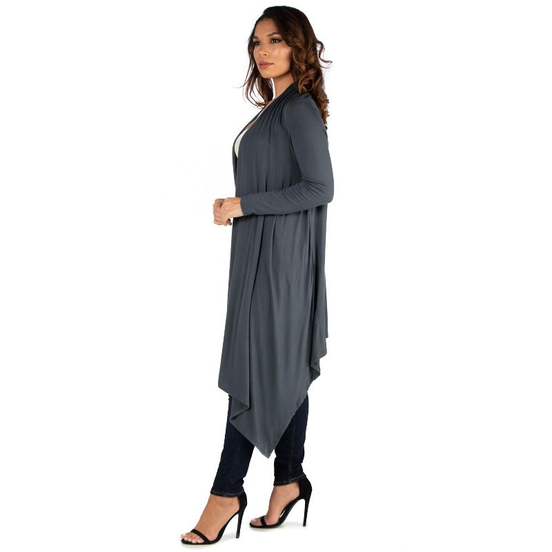 24seven Comfort Apparel Extra Long Open Front Cardigan, 2 of 5