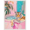 Kate & Laurel All Things Decor 18"x24" Sylvie Tiger Bathtub Vibrant Dopamine Decor Framed Canvas by Honey Island Studio Beaded White - 2 of 4