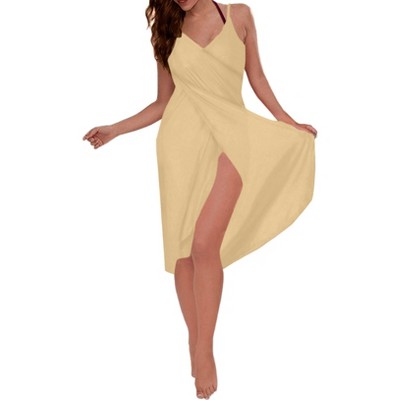 LA LEELA Women's Beachwear Swimsuit Summer Vacation Holiday Bikini Cover Up Spaghetti Strap Backless Swimwear
