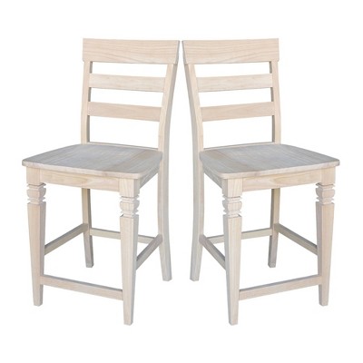 24" Unfinished Solid Wood Ladder-Back Counter Stool