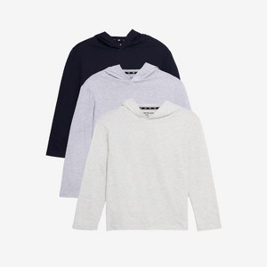 X RAY 3 Pack Kids And Boys 100% Cotton Long Sleeve Hoodie T-Shirts - 1 of 4