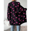 Heart Cardigan Sweater for Women Oversized Valentine Cardigan Cute Love Print Open Front Knit Sweaters Coat with Pockets - 4 of 4