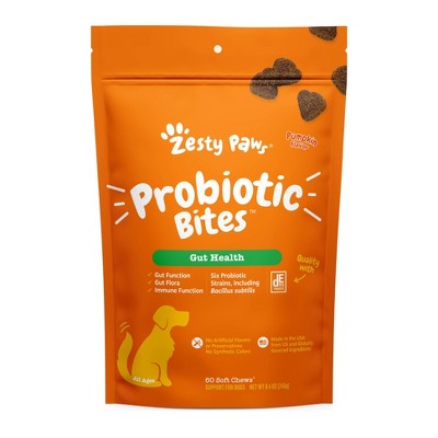 Zesty Paws Gut Health Probiotic Soft Chews for Dogs - Pumpkin Flavor - 60ct
